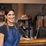 woman working at a cafe